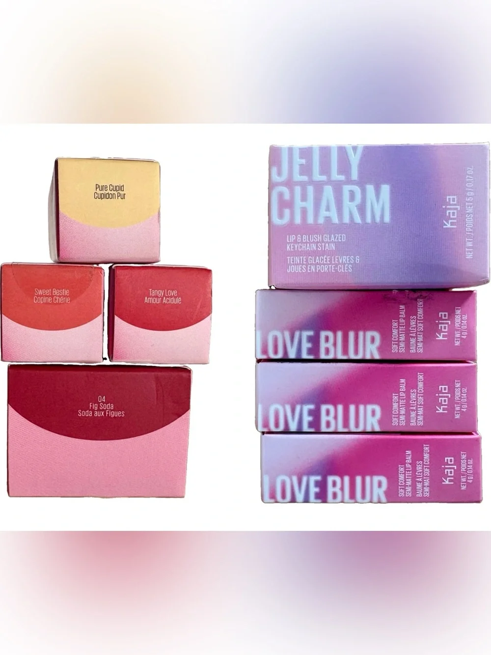KAJA 4pc Lip Set LOVE BLUR Semi-Matte Balm JELLY CHARM Cheek Stain Color KOREA